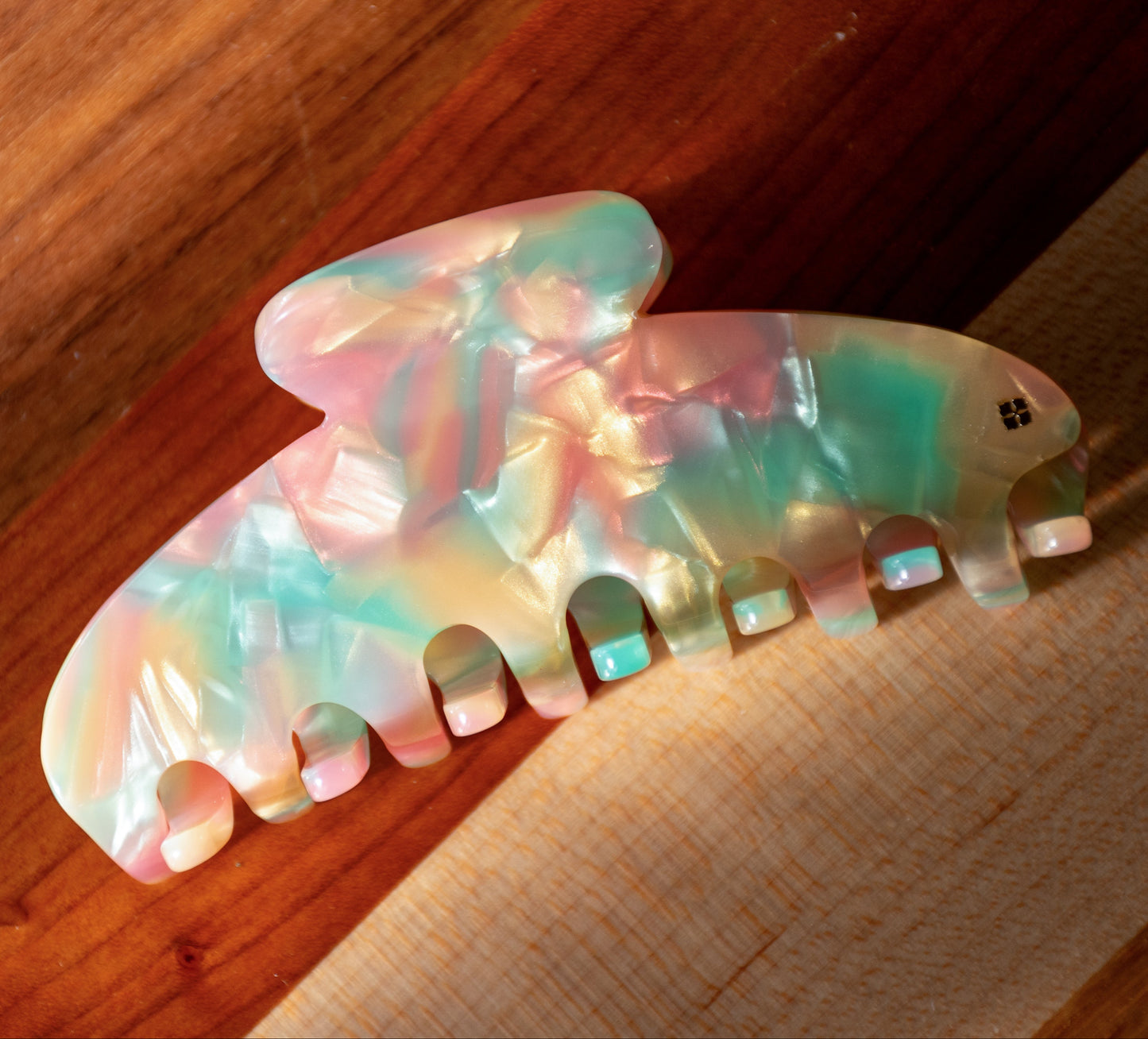 Oval Acetate Hair Claw in Mirage | Pink, Green, and Yellow Hair Claws Acetate