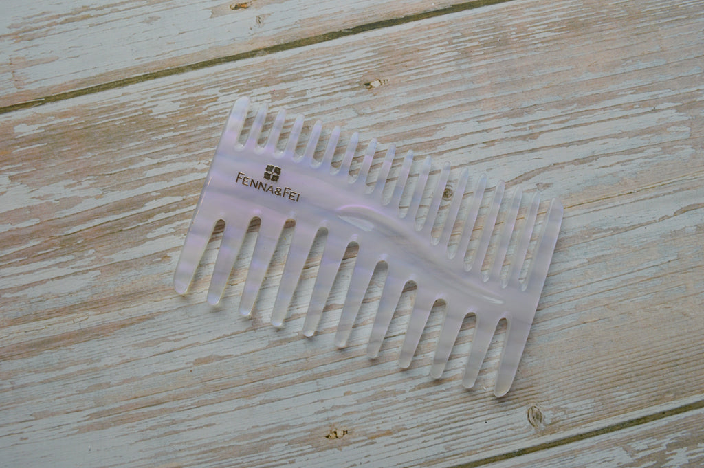 Double Sided Travel Sized Comb in Mystic Amethyst | Purple Translucent Comb | Eco-Friendly | Handmade | Wet Comb | Curl Separator