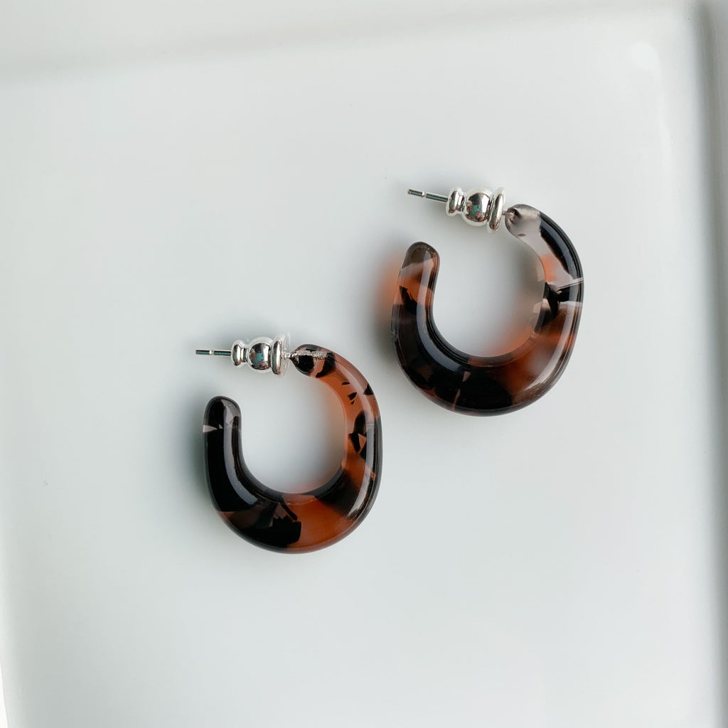 Koi Acetate Hoop Earrings | Chunky Tortoise Shell, S925 Posts