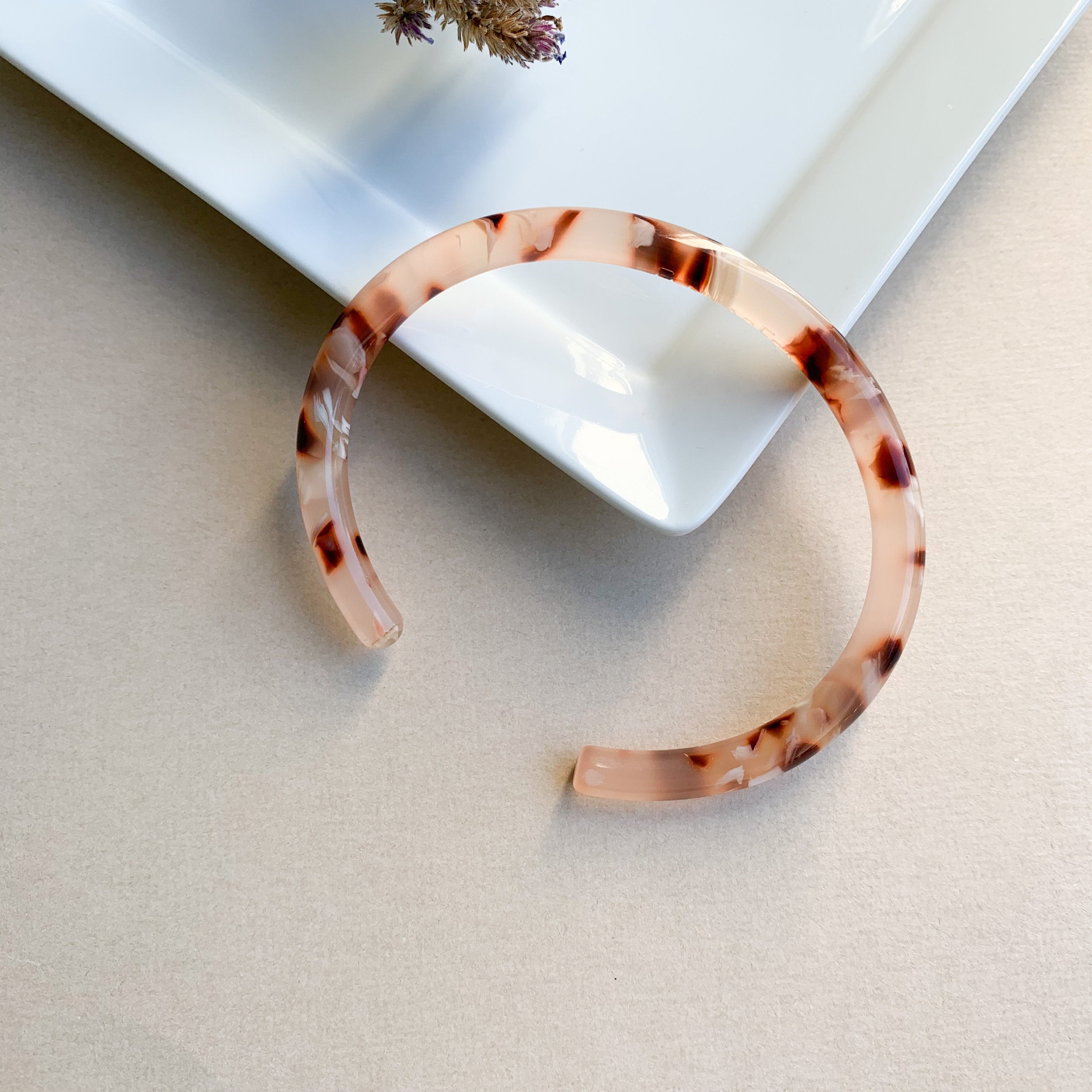 2 Pack - Colorful Acetate Bangle Cuff | Lightweight Resin Bracelet