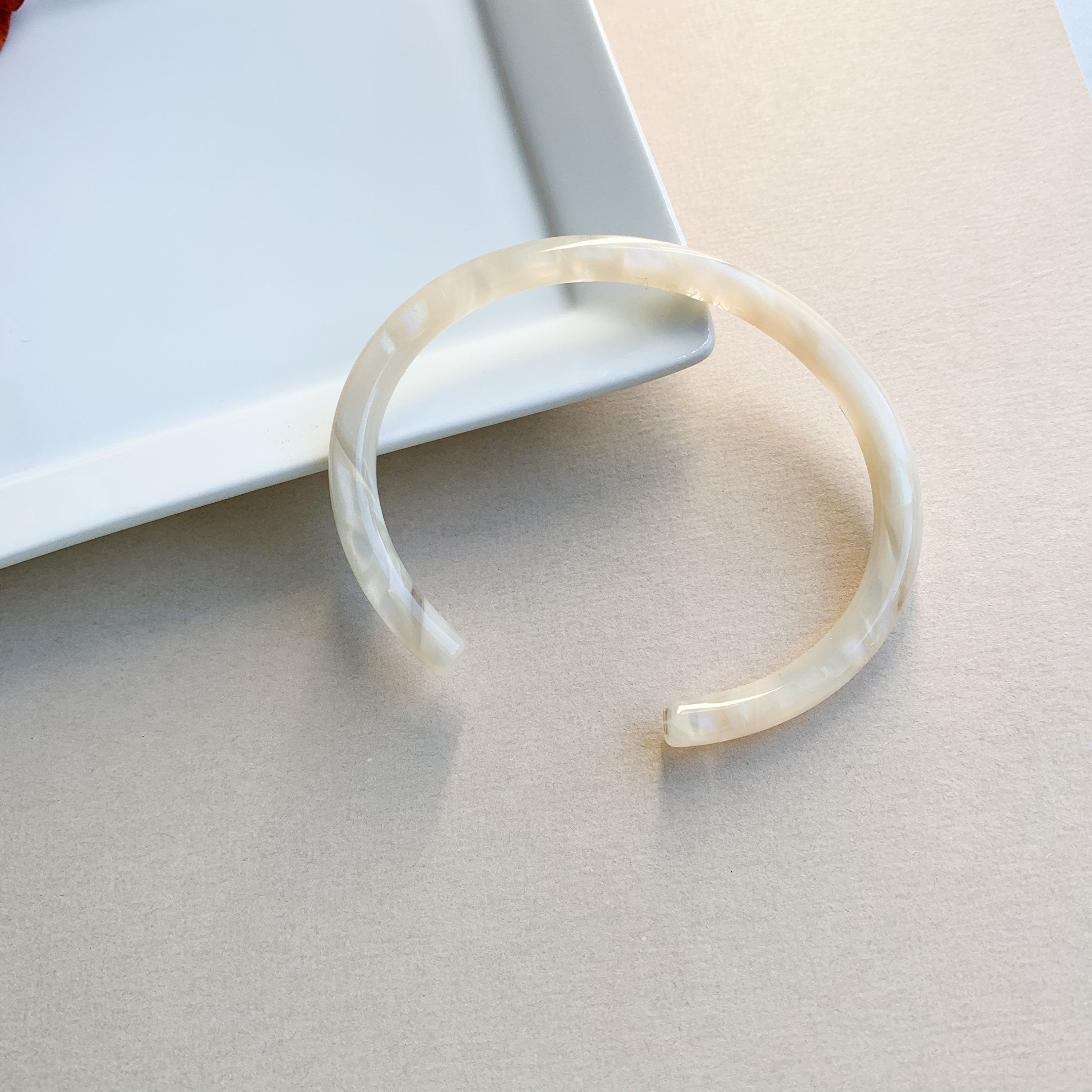 2 Pack - Colorful Acetate Bangle Cuff | Lightweight Resin Bracelet