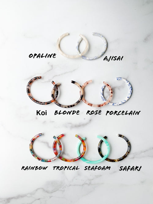 2 Pack - Colorful Acetate Bangle Cuff | Lightweight Resin Bracelet