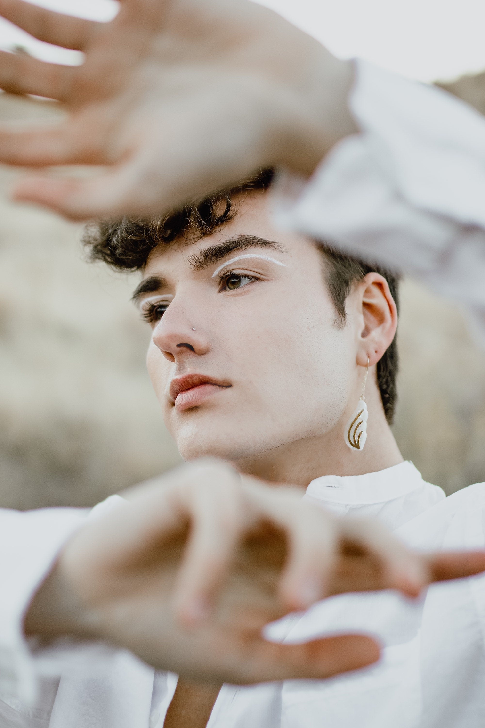 Fenna&Fei Element Threader Dangle Earrings | Earth Air Fire Water Italian Acetate Mens Womens Drop Earring 14k Gold Chain