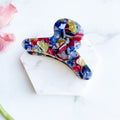 Stained Glass Acetate Hair Claw | Blue, Red, Gold French Clip