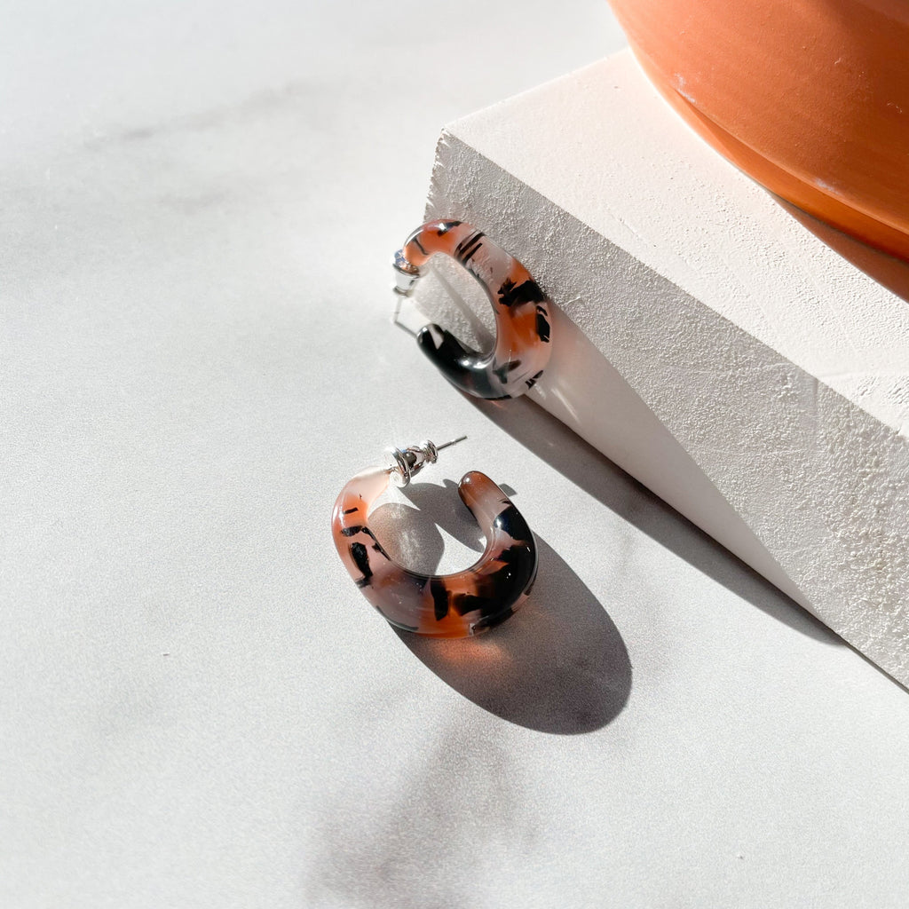 Koi Acetate Hoop Earrings | Chunky Tortoise Shell, S925 Posts