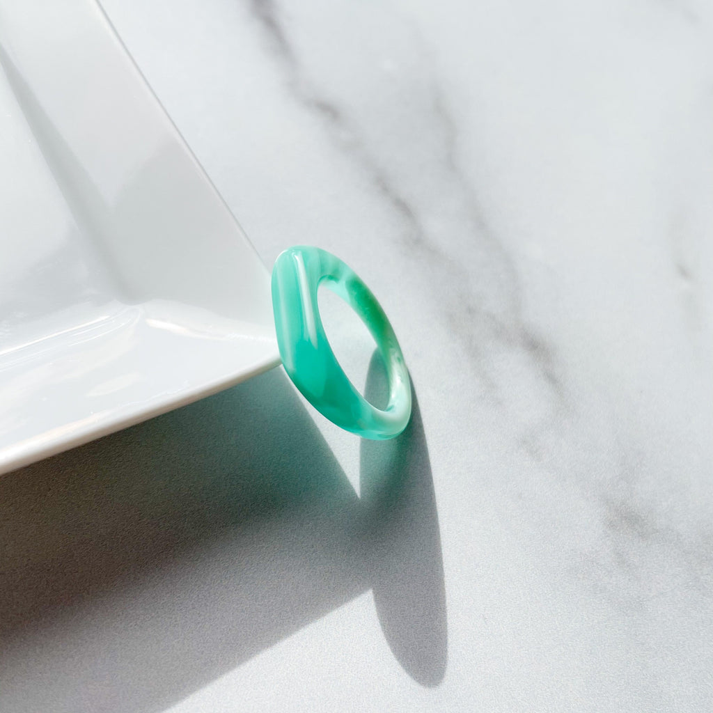 Square Dome Ring Collection | Cellulose Acetate Resin Oval Domed Statement Ring