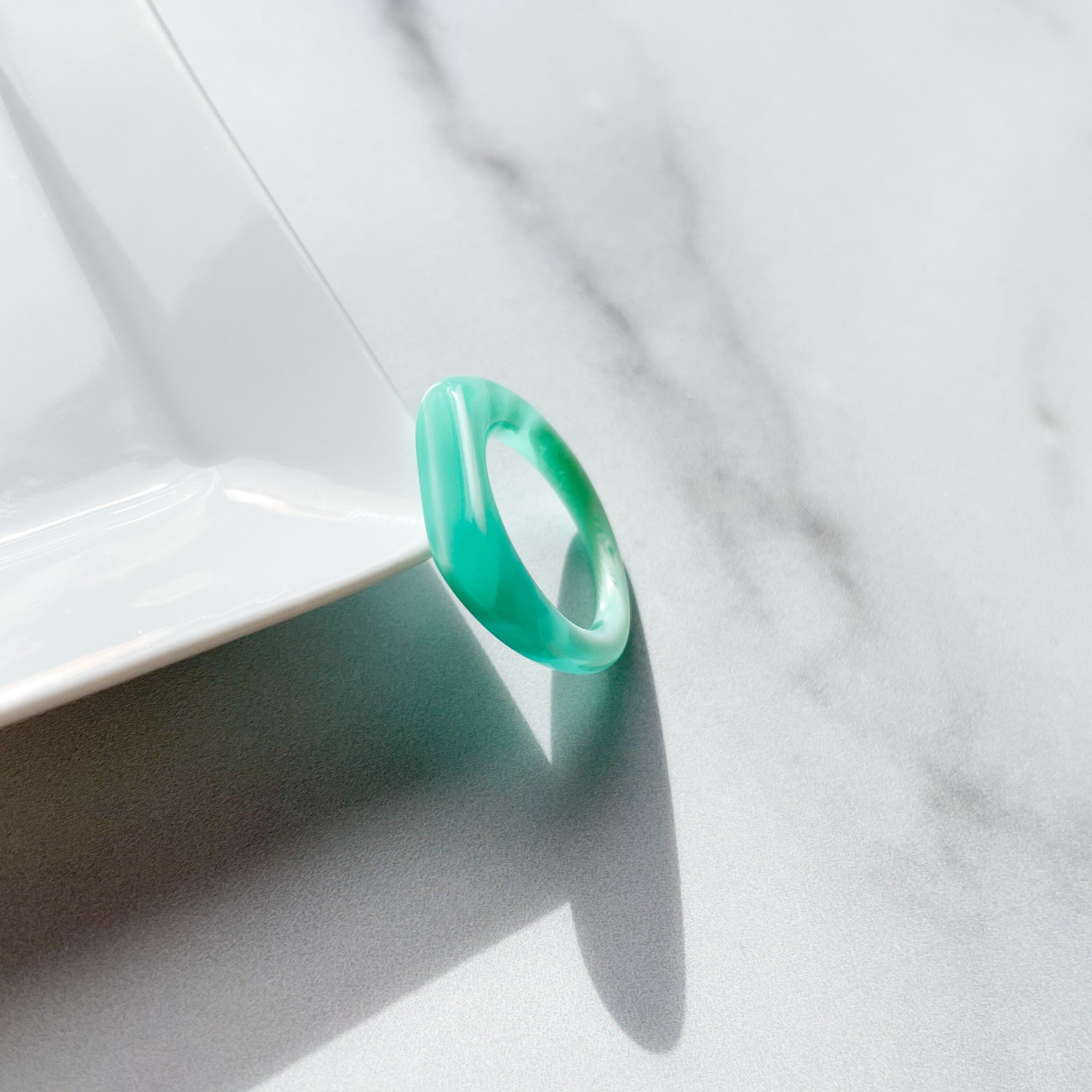 Square Dome Ring Collection | Cellulose Acetate Resin Oval Domed Statement Ring