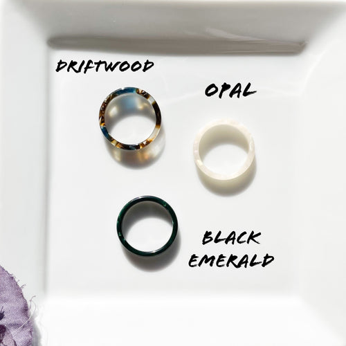 3 Pack - Flat Ring Collection | Tortoise Shell Acetate Resin Stacking Rings Minimalist
