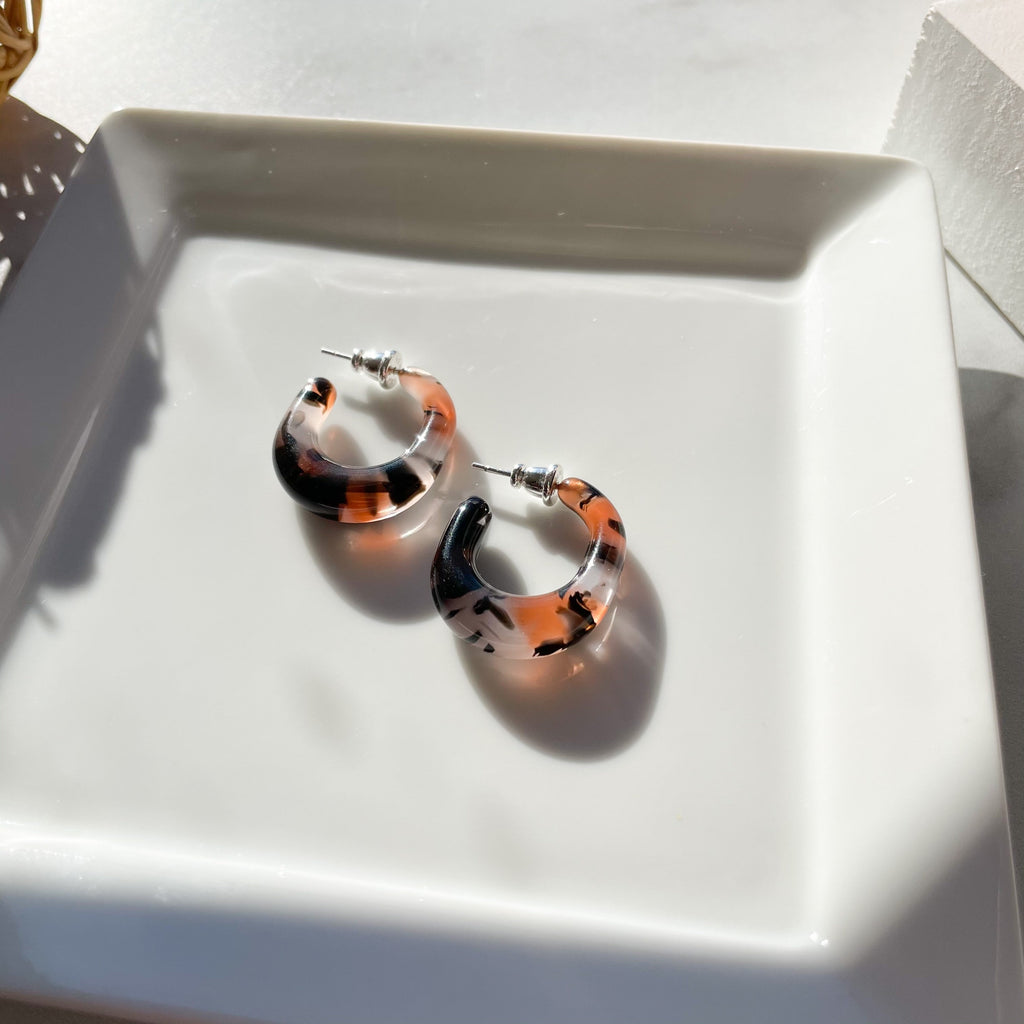 Koi Acetate Hoop Earrings | Chunky Tortoise Shell, S925 Posts