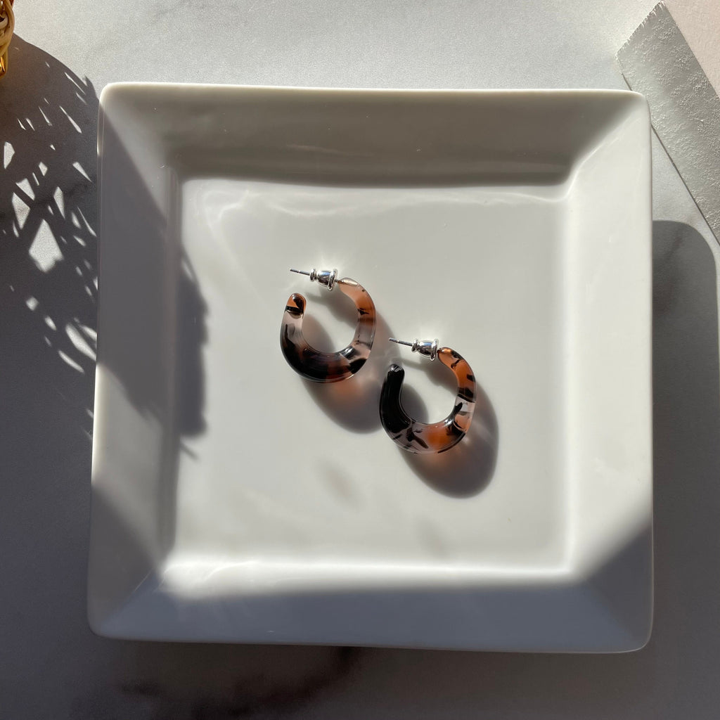 Koi Acetate Hoop Earrings | Chunky Tortoise Shell, S925 Posts
