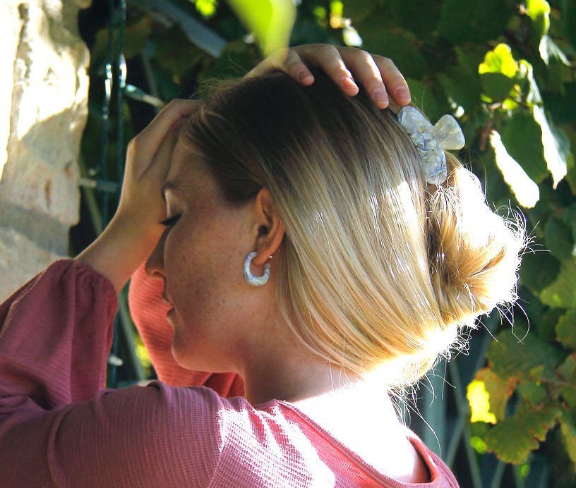 Three Pack - Juicy Hoop Collection | Chunky Thick Hoops | Acetate Resin Statement Earrings 925 Sterling Silver Posts