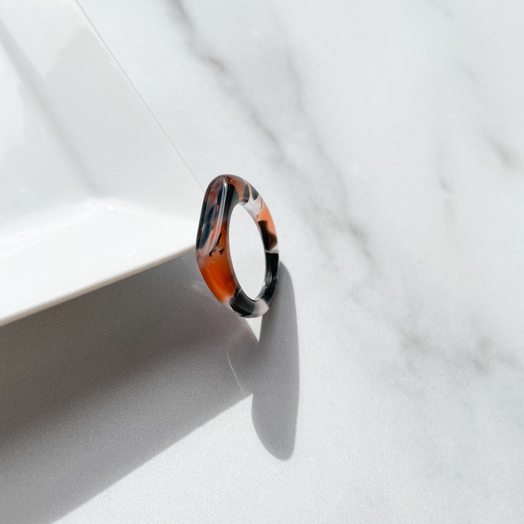 Square Dome Ring Collection | Cellulose Acetate Resin Oval Domed Statement Ring