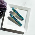 Cerulean Blue Hair Clips | Cellulose Acetate Alligator Clips, 2 Pack