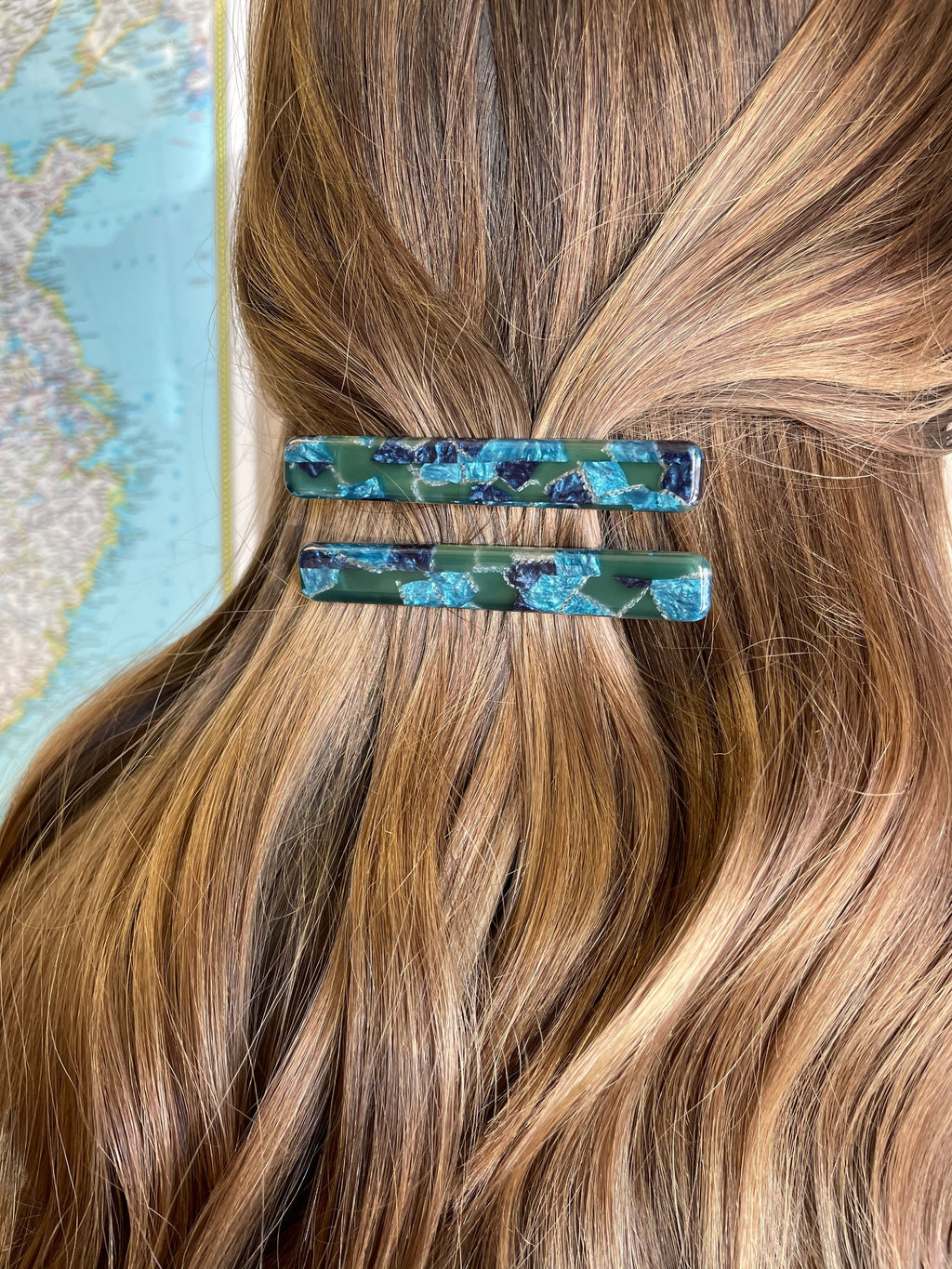 Cerulean Blue Hair Clips | Cellulose Acetate Alligator Clips, 2 Pack