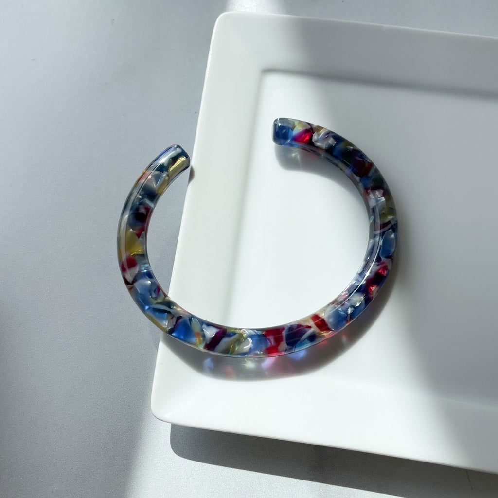 Stained Glass Bangle Cuff | Italian Acetate Colorful Bracelet