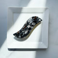 Wave Barrette | Black and Gray Stone Acetate Hair Clip