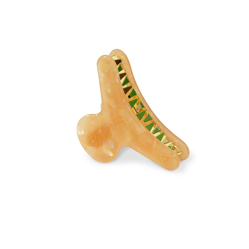Peach Tortoise Shell Hair Claw | Pink Acetate Clip, Gold Teeth