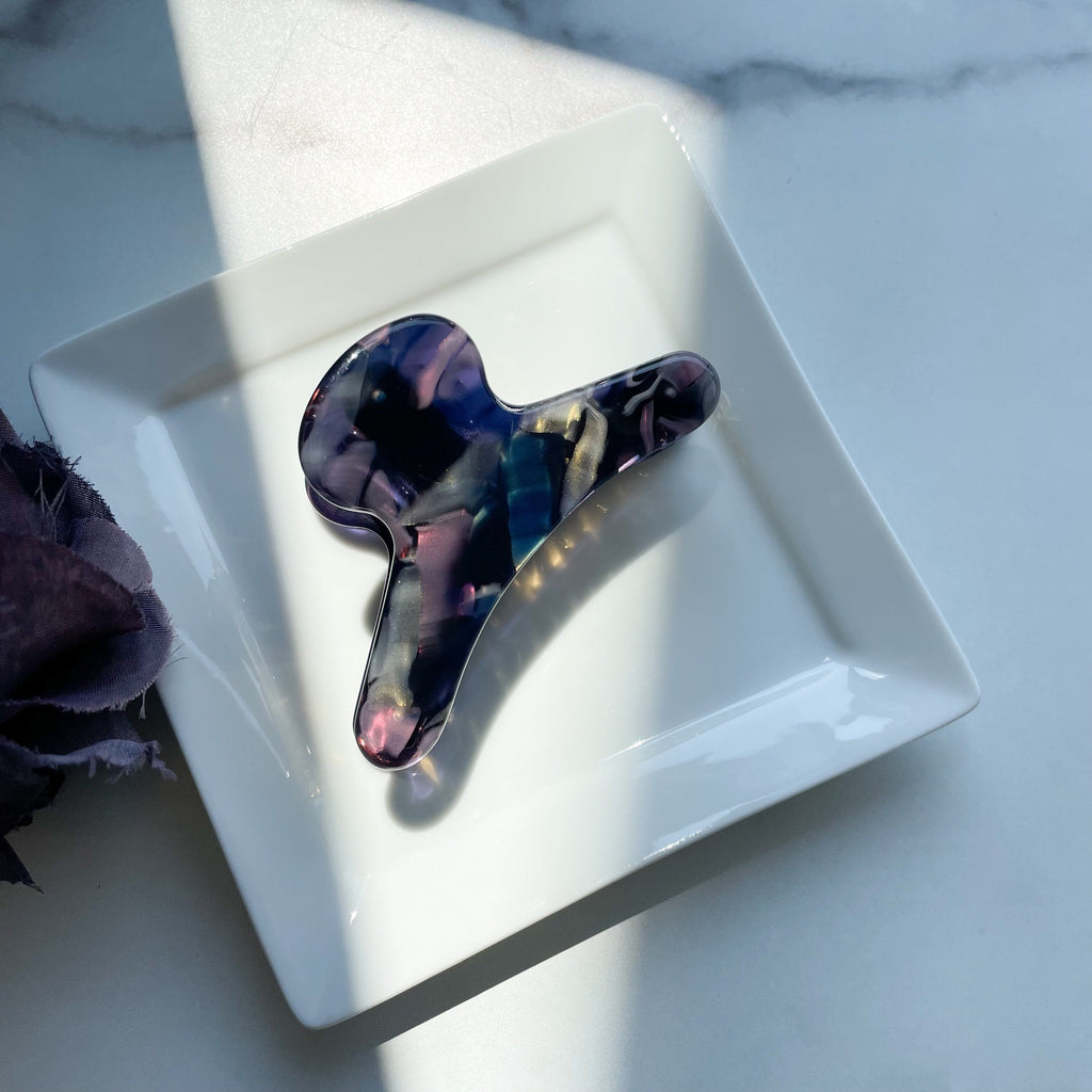 French Hair Claw in Galaxy Colors | Iridescent Blue Black Pink | Hand Made Eco-Friendly Accessories
