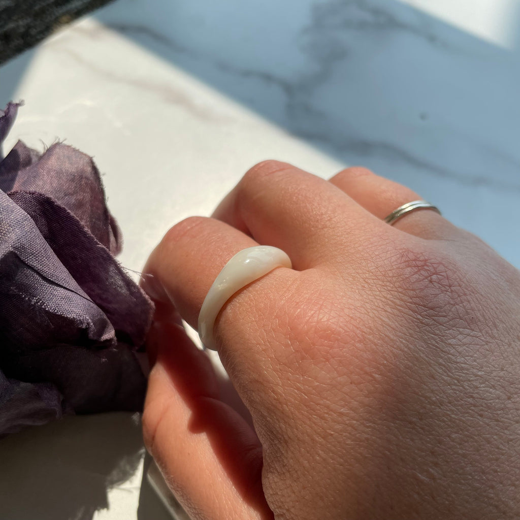 Stained Glass Ruyi Dome Ring | Chunky Acetate Resin Stacking Ring