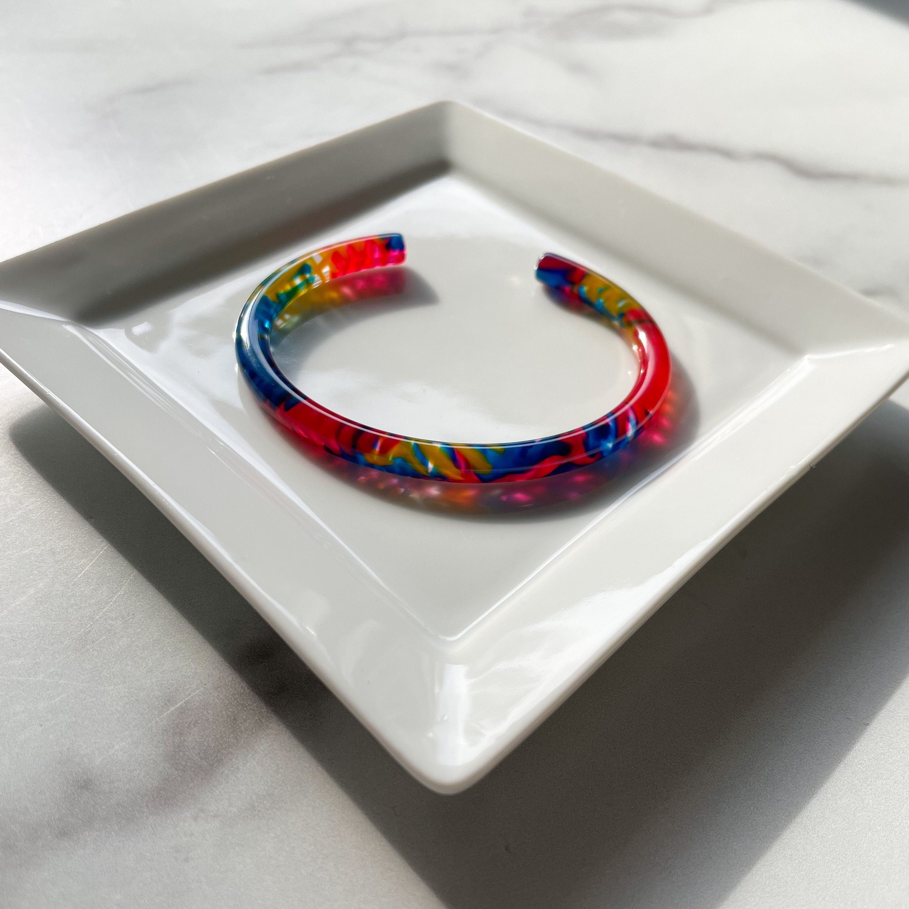 Bangle Cuff in Macaw | Tropical Parrot Acetate Resin Cuff Bangle Bracelet Colorful