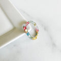 Watercolor Heart Ring | Teal, Yellow, Red Acetate Stacking Ring