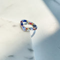 Stained Glass Heart Ring | Blue Yellow Red Acetate Resin