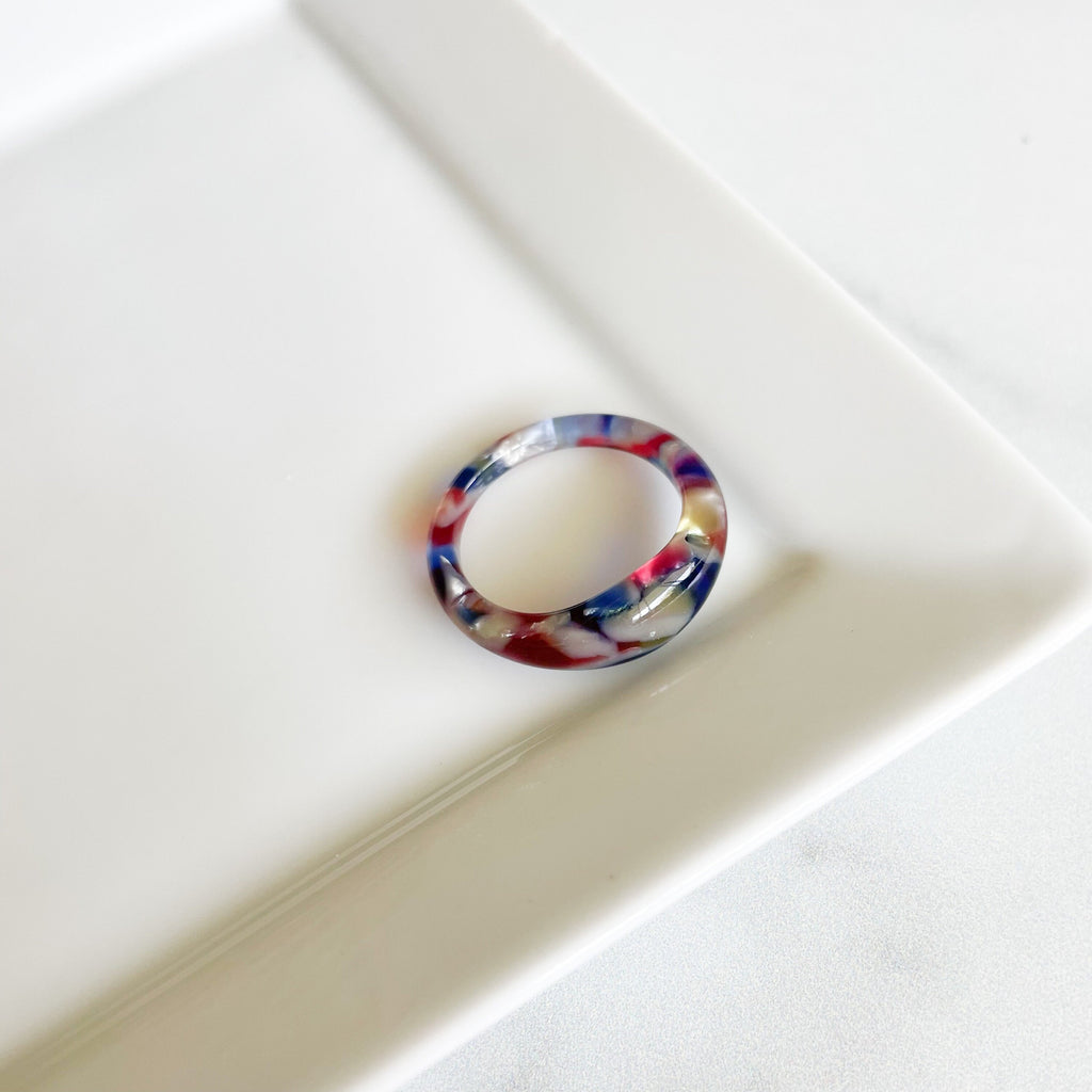 Stained Glass Ruyi Dome Ring | Chunky Acetate Resin Stacking Ring