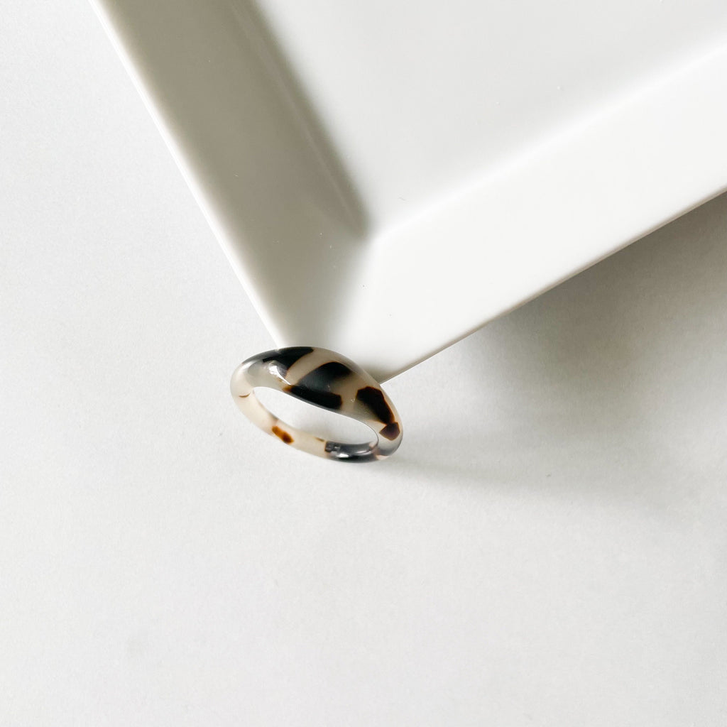 3 Pack - Ruyi Dome Ring in Bio Blonde | Chunky Tortoise Shell Acetate Resin Stacking Statement Rings