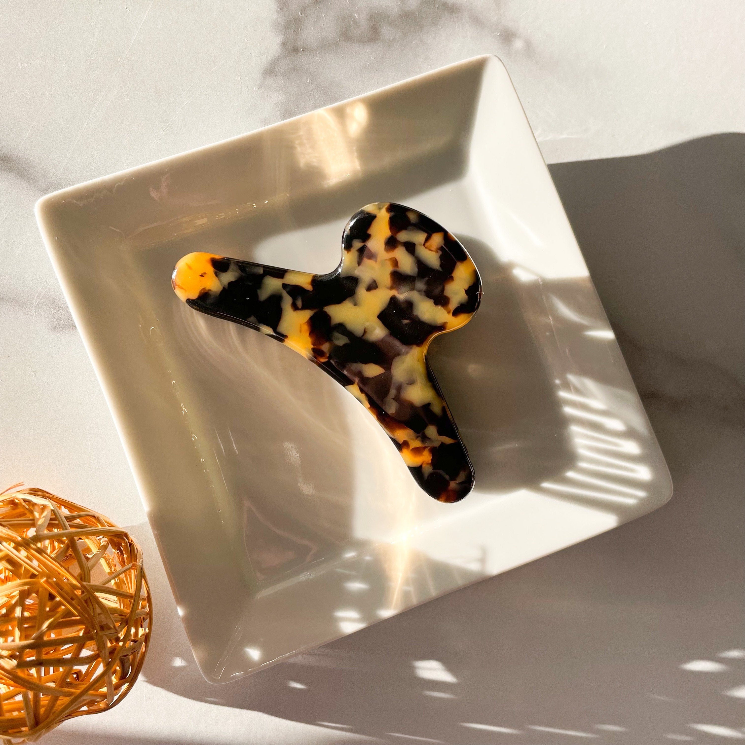 French Claw in Walnut Tortoise | Tortoise Shell Hair Clip Claw Italian Acetate Stainless Steel