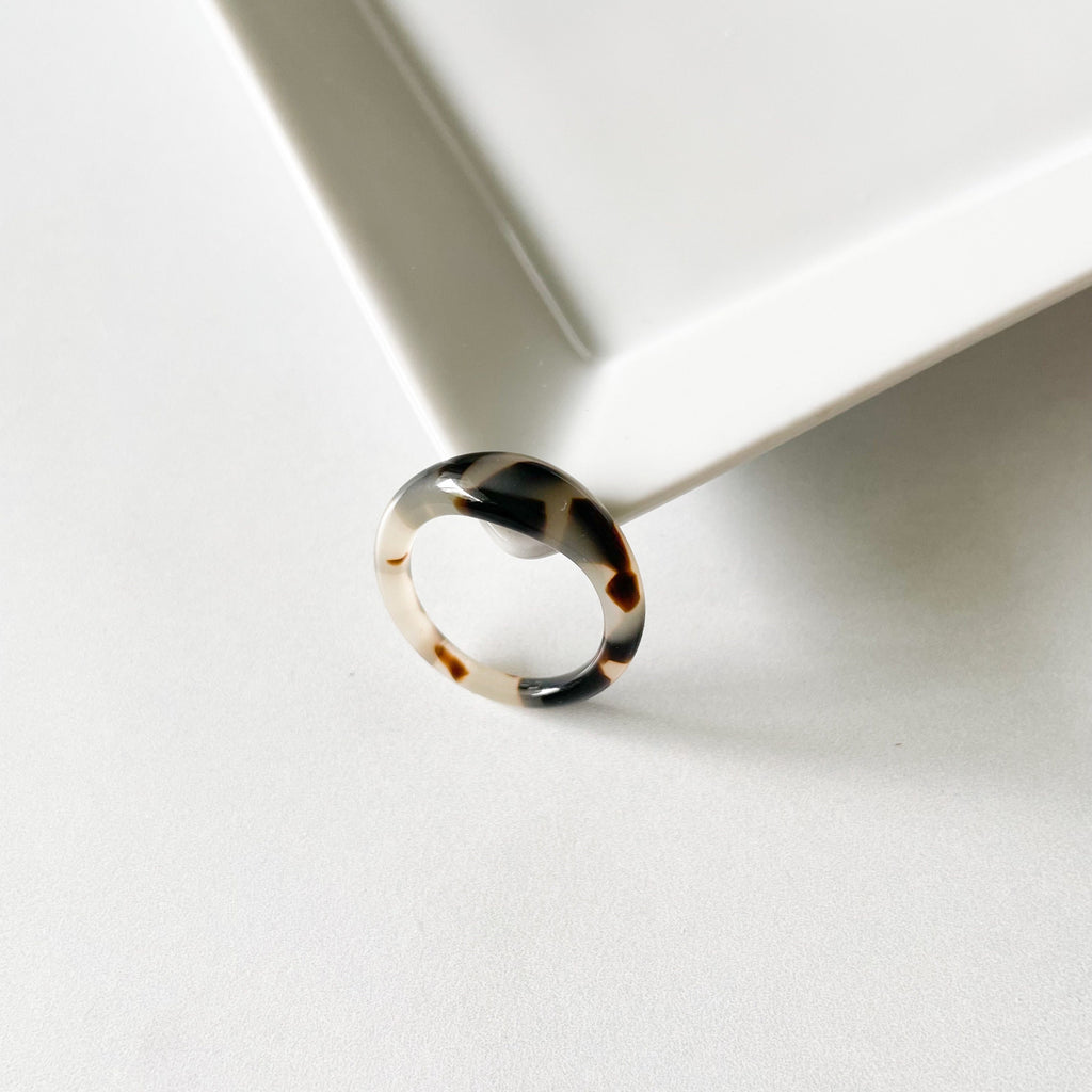 3 Pack - Ruyi Dome Ring in Bio Blonde | Chunky Tortoise Shell Acetate Resin Stacking Statement Rings