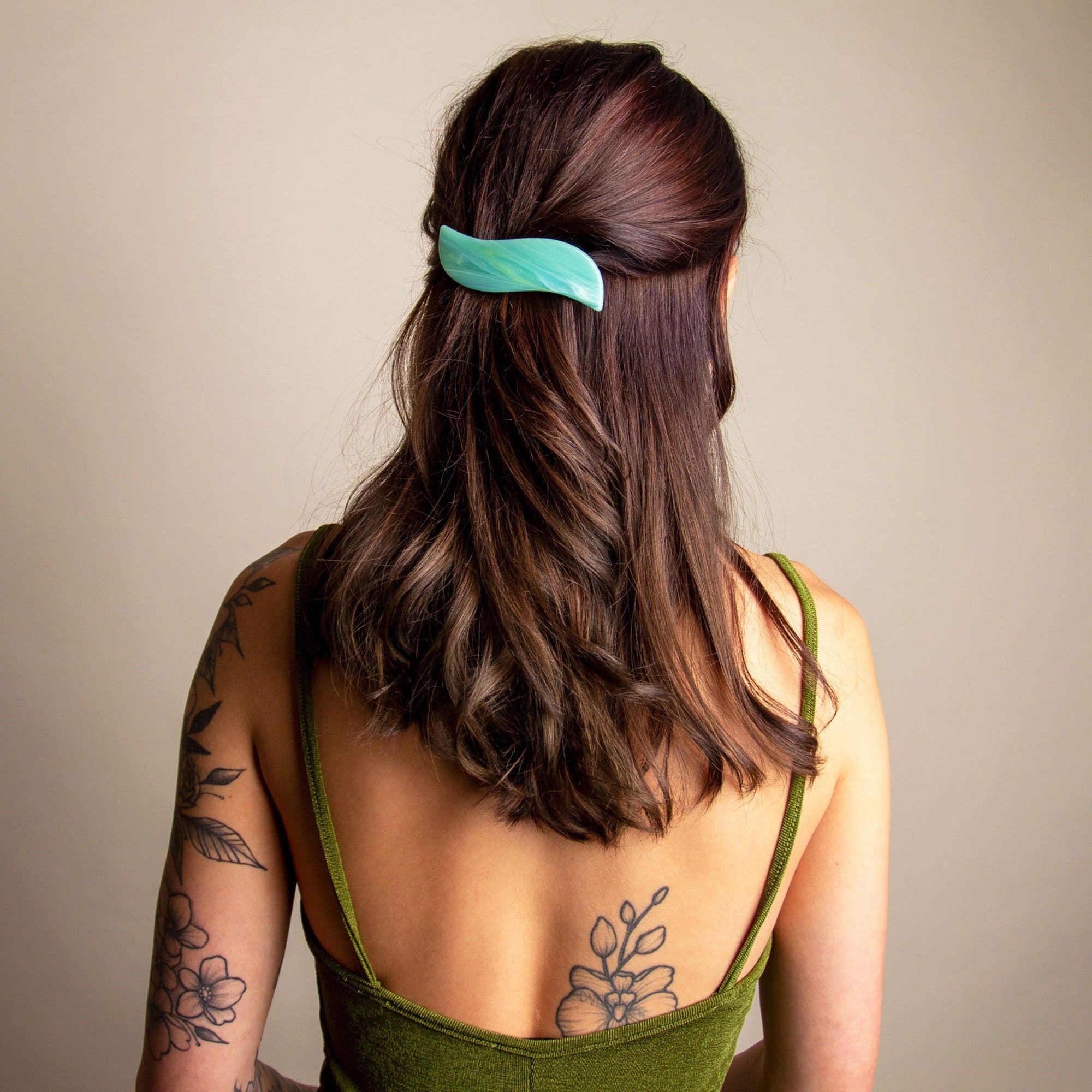 Wave Barrette in Angel Wing | Cream Pink French Barrette Snap Hair Clip Non Slip