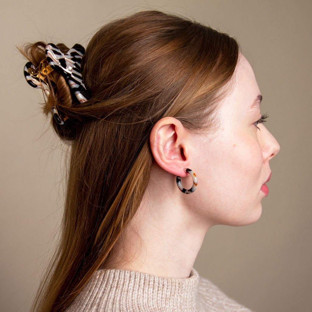Granite French Hair Claw | Swirled Marble Acetate Clip