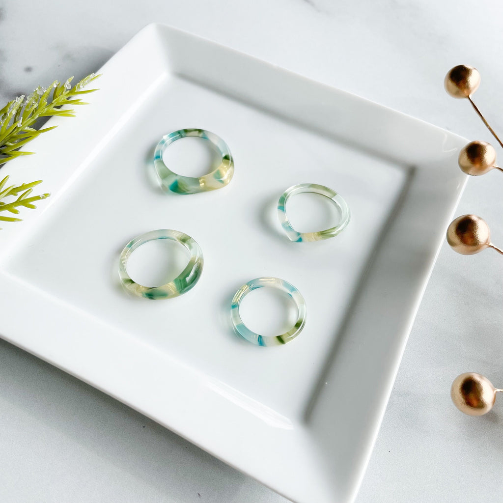 3 Pack - Dew Drop Tortoise Shell Acetate Rings