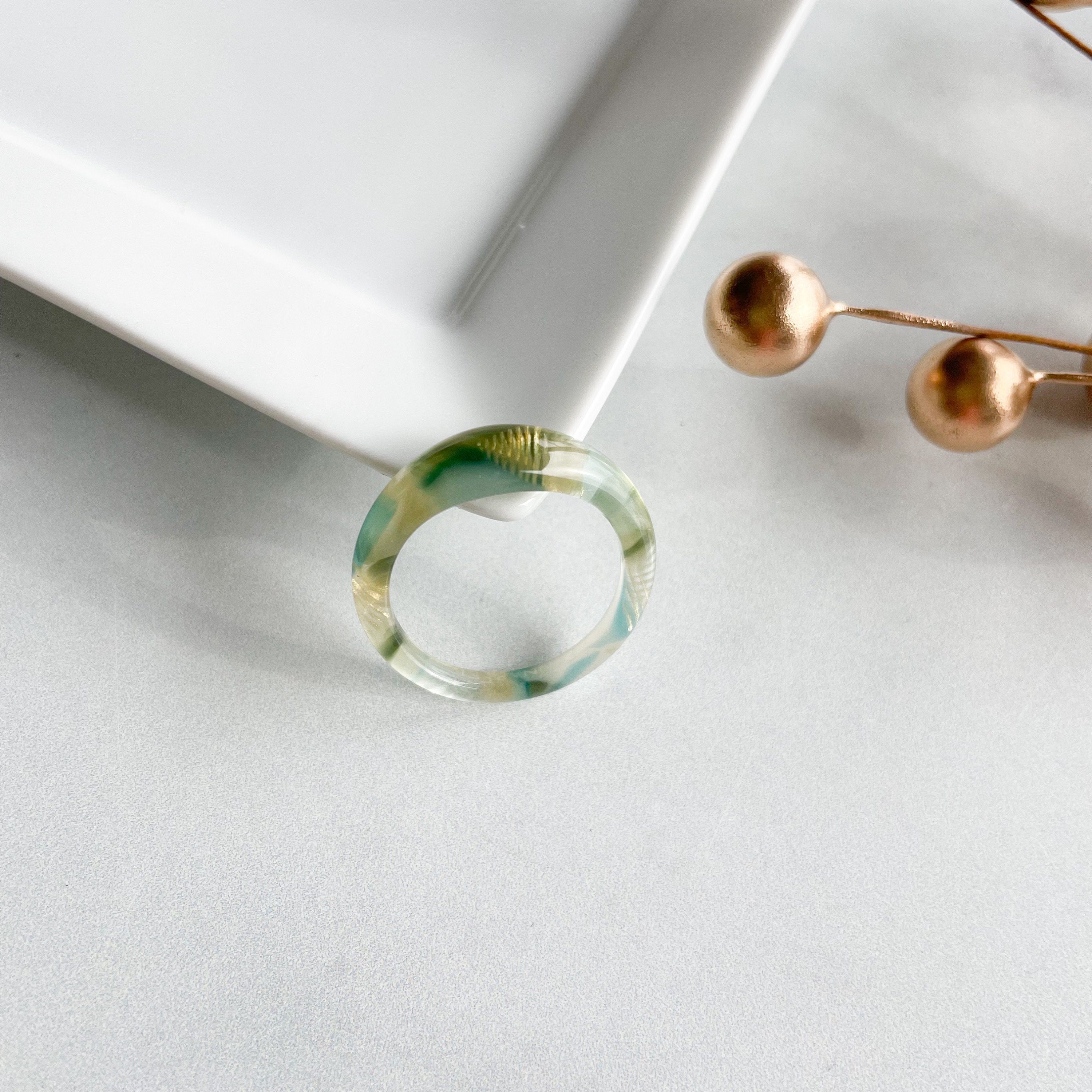 3 Pack - Dew Drop Tortoise Shell Acetate Rings