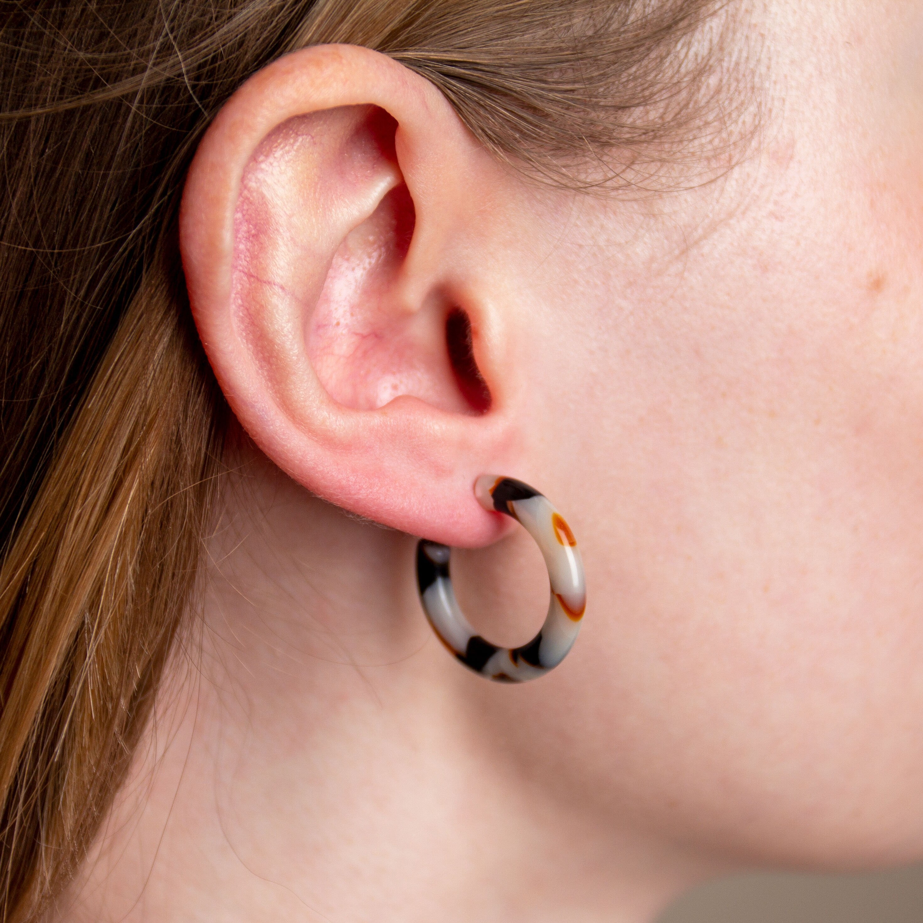 Pink Peg and  Mermaid Pearl Hoop Earrings | 925 Sterling Silver, 24mm