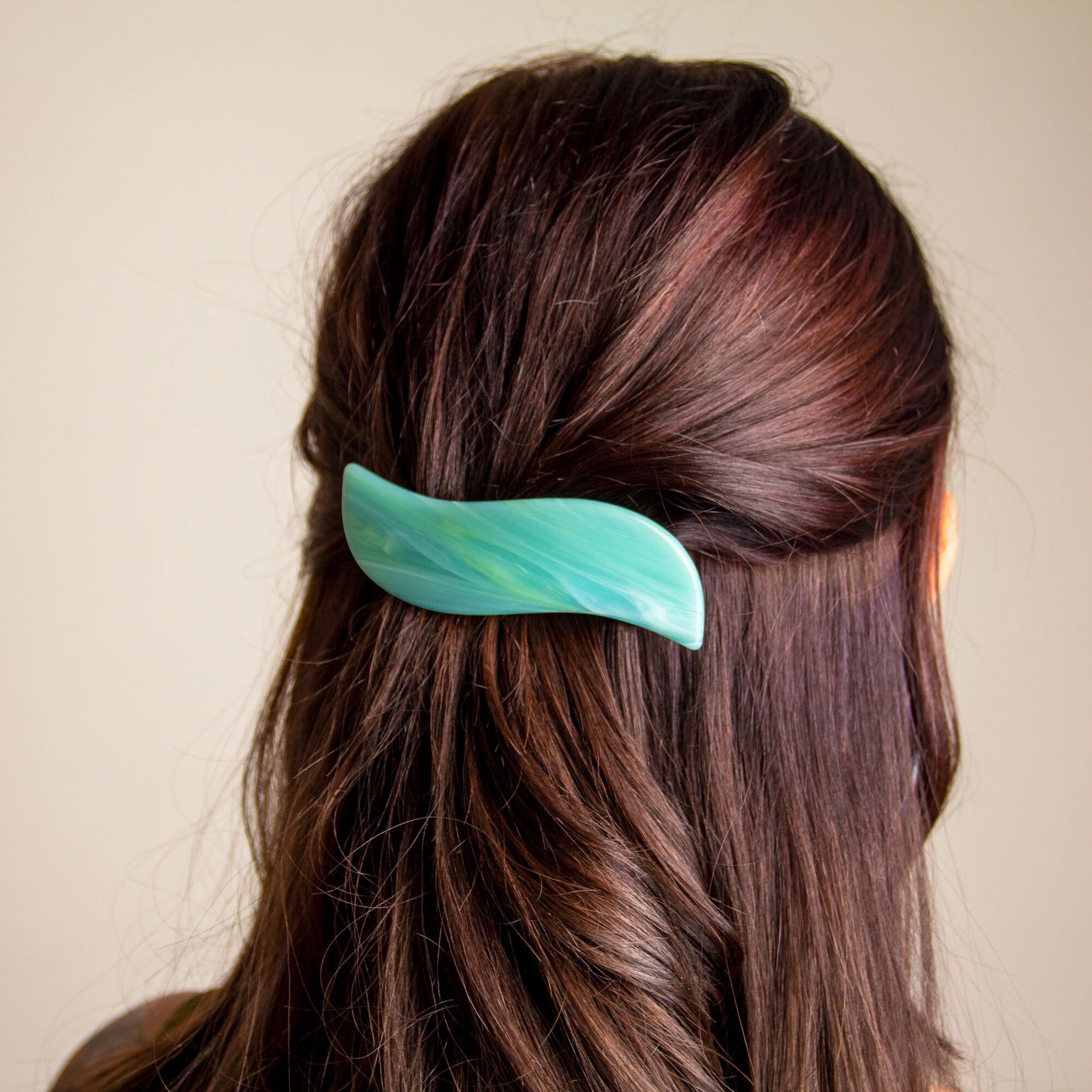 Wave Barrette | Black and Gray Stone Acetate Hair Clip