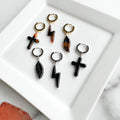 Tortoise Shell Dangle Earrings | 18k Gold Plated Sterling Silver Hoops