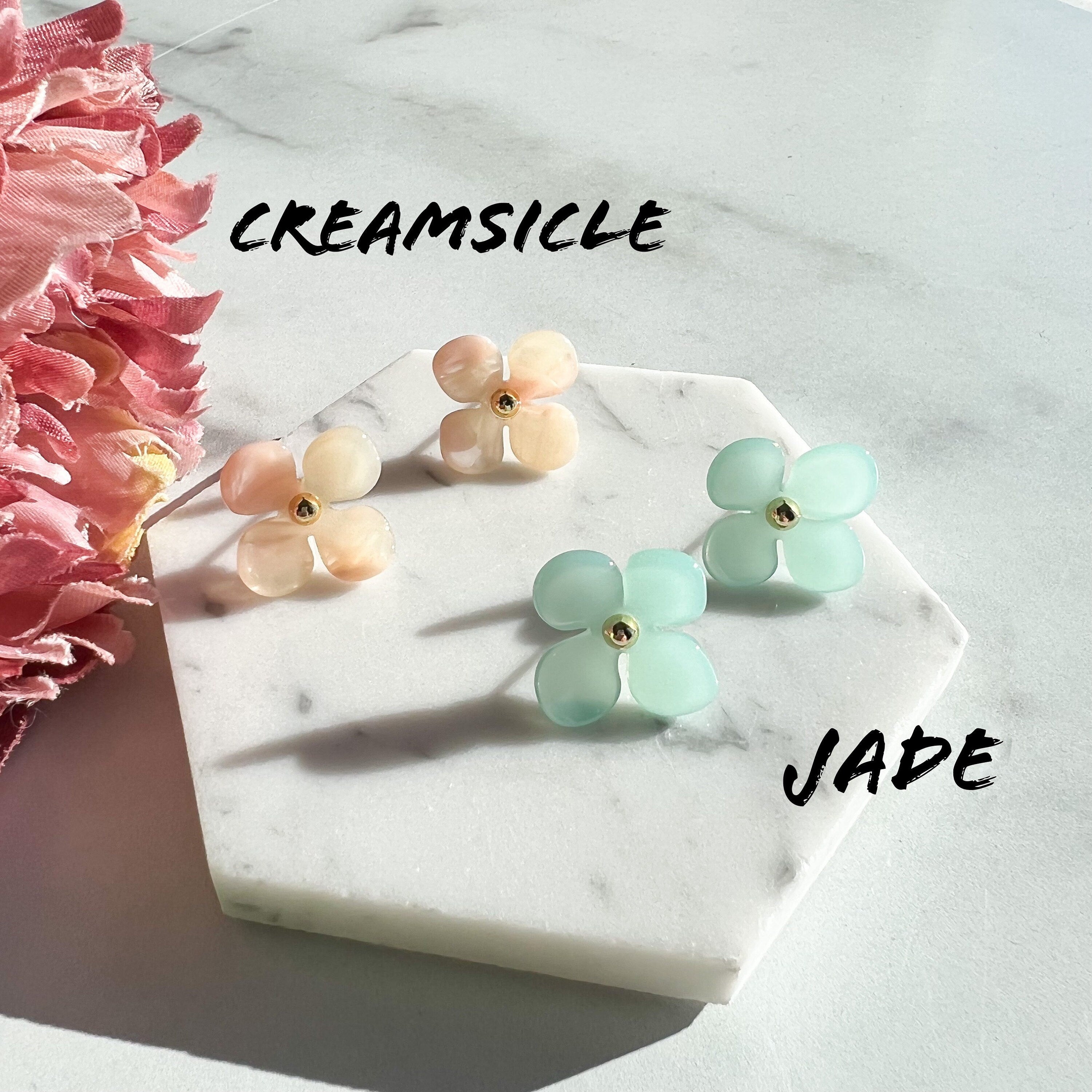 2 pack Hydrangea Flower Studs | Cellulose Acetate Colorful Resin Floral Stud Earrings 14k Posts Nickel Free