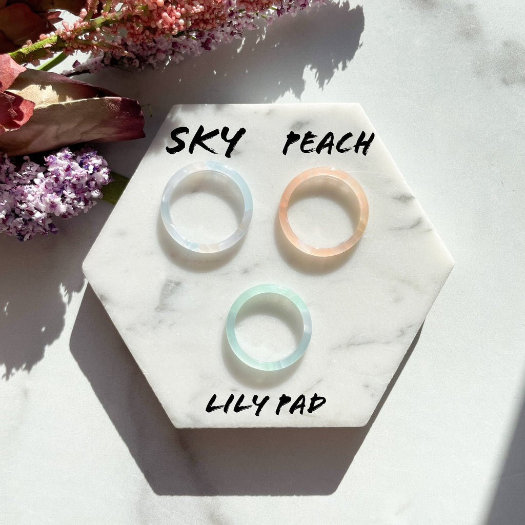 3 Pack - Spring Round Ring Collection | Tortoise Shell Acetate Resin Stacking Rings Fenna&Fei