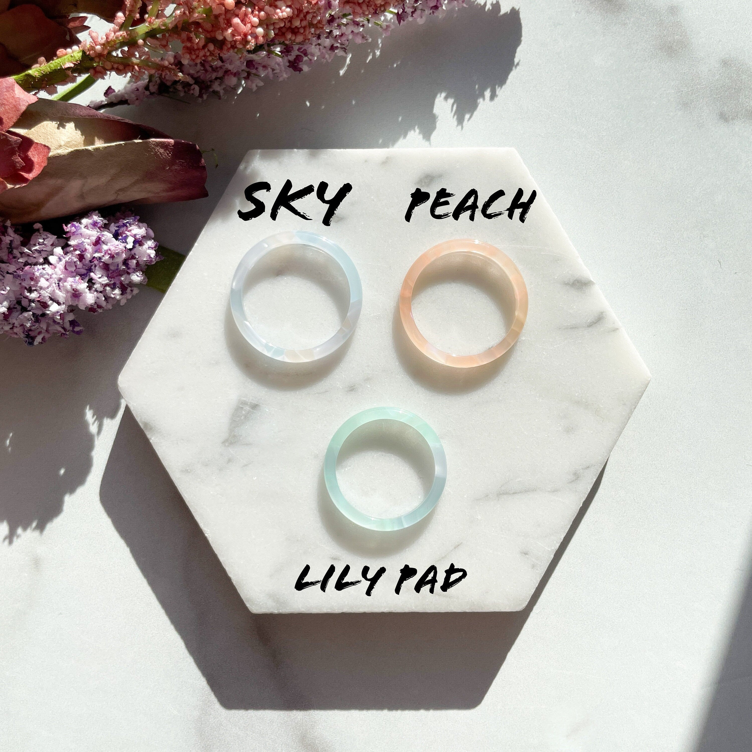3 Pack - Spring Round Ring Collection | Tortoise Shell Acetate Resin Stacking Rings Fenna&Fei