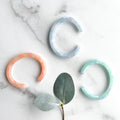 3 Pack Italian Acetate Resin Cuff Bangle Bracelet, Sky Peach Lily Pad