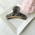 Granite French Hair Claw | Swirled Marble Acetate Clip