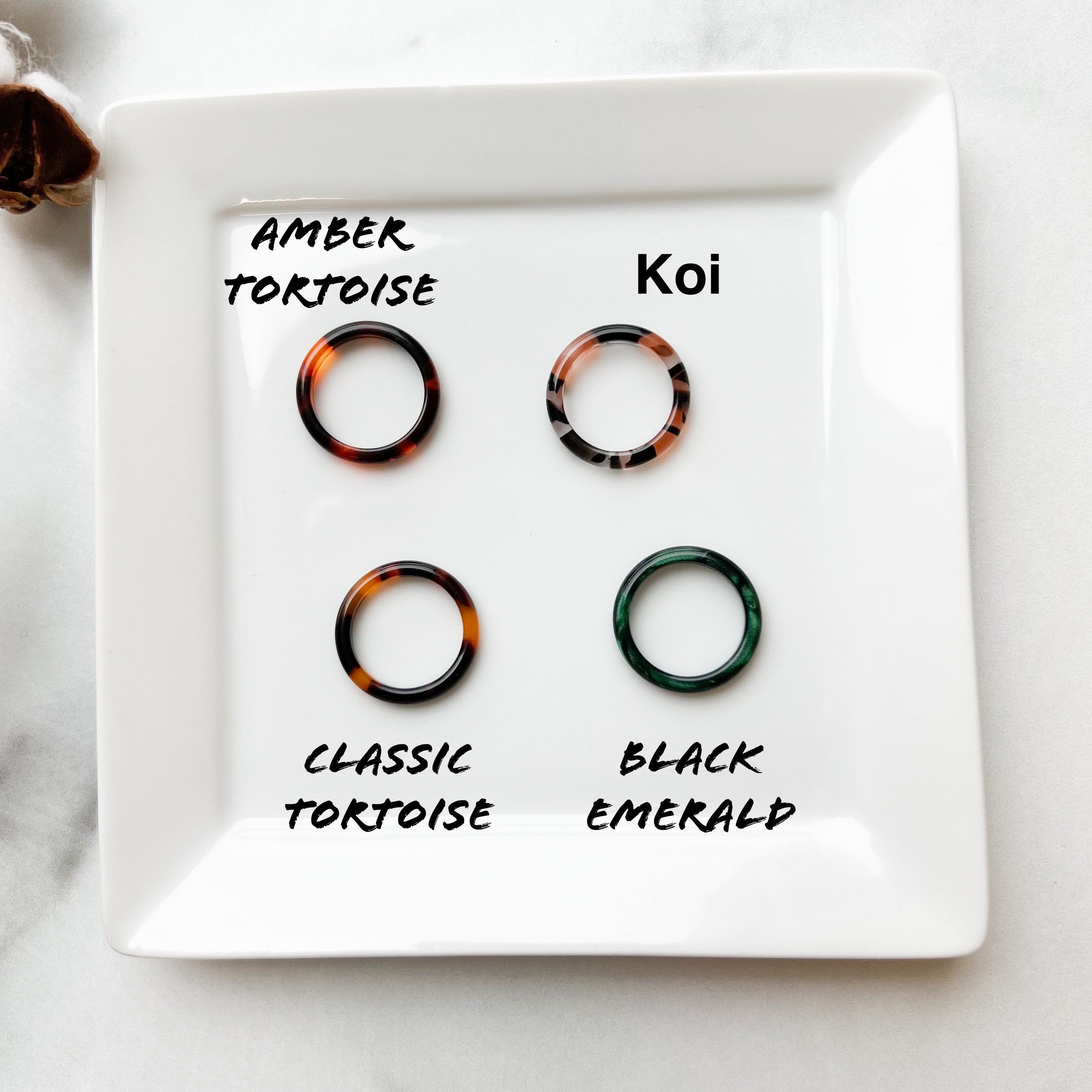 3 Pack - Round Ring Collection | Tortoise Shell Acetate Resin Stacking Rings Fenna&Fei