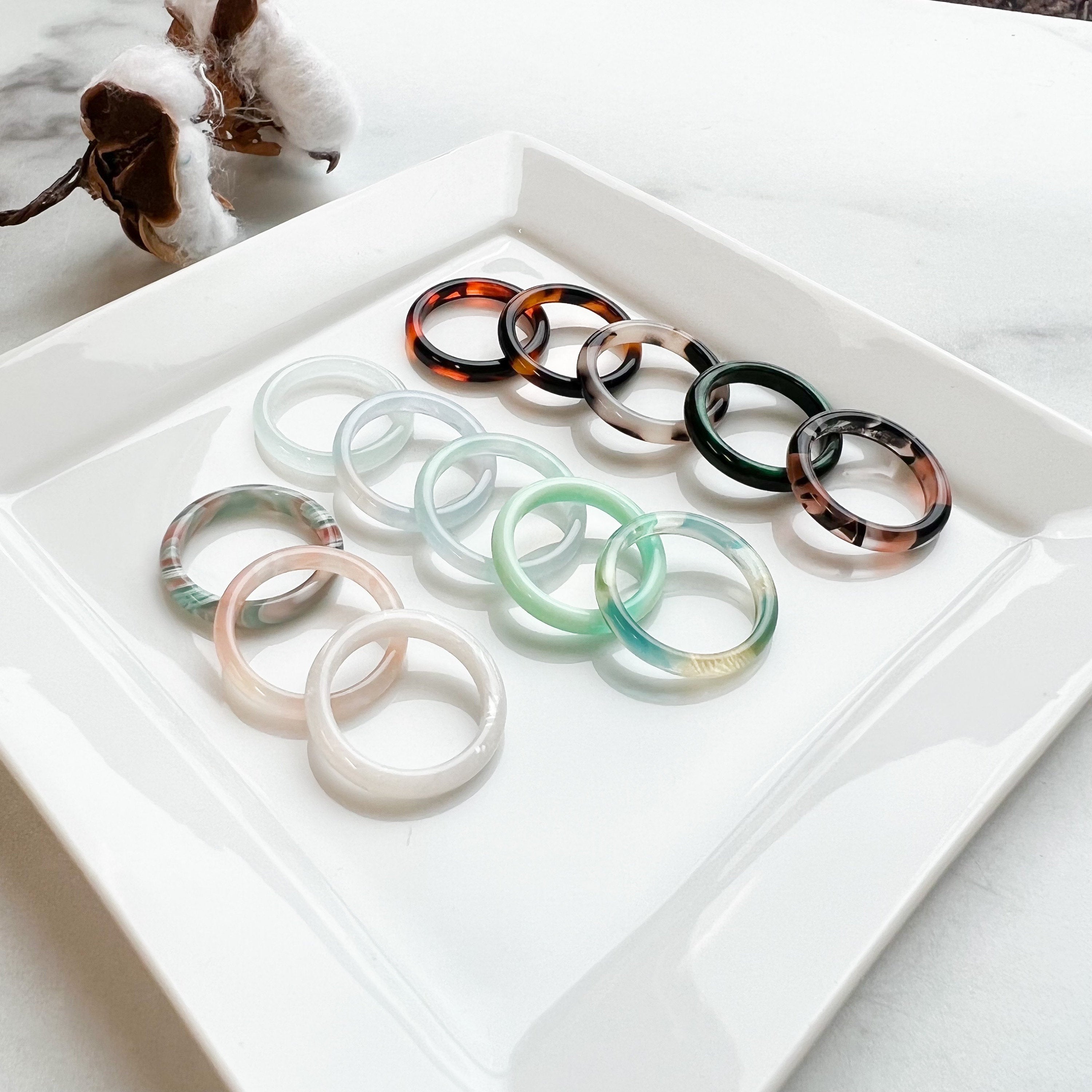 3 Pack - Round Ring Collection | Tortoise Shell Acetate Resin Stacking Rings Fenna&Fei