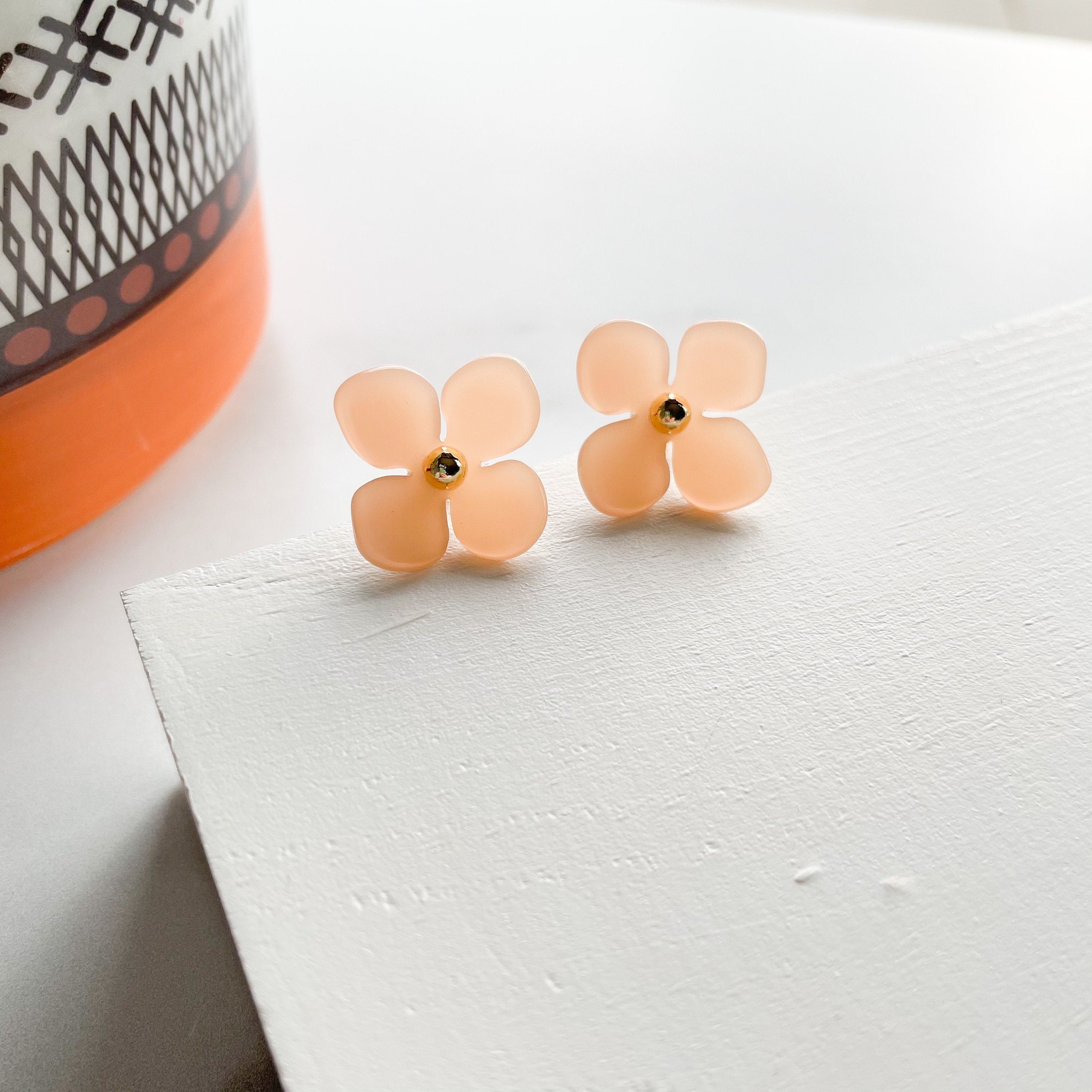 2 pack Hydrangea Flower Studs | Cellulose Acetate Colorful Resin Floral Stud Earrings 14k Posts Nickel Free