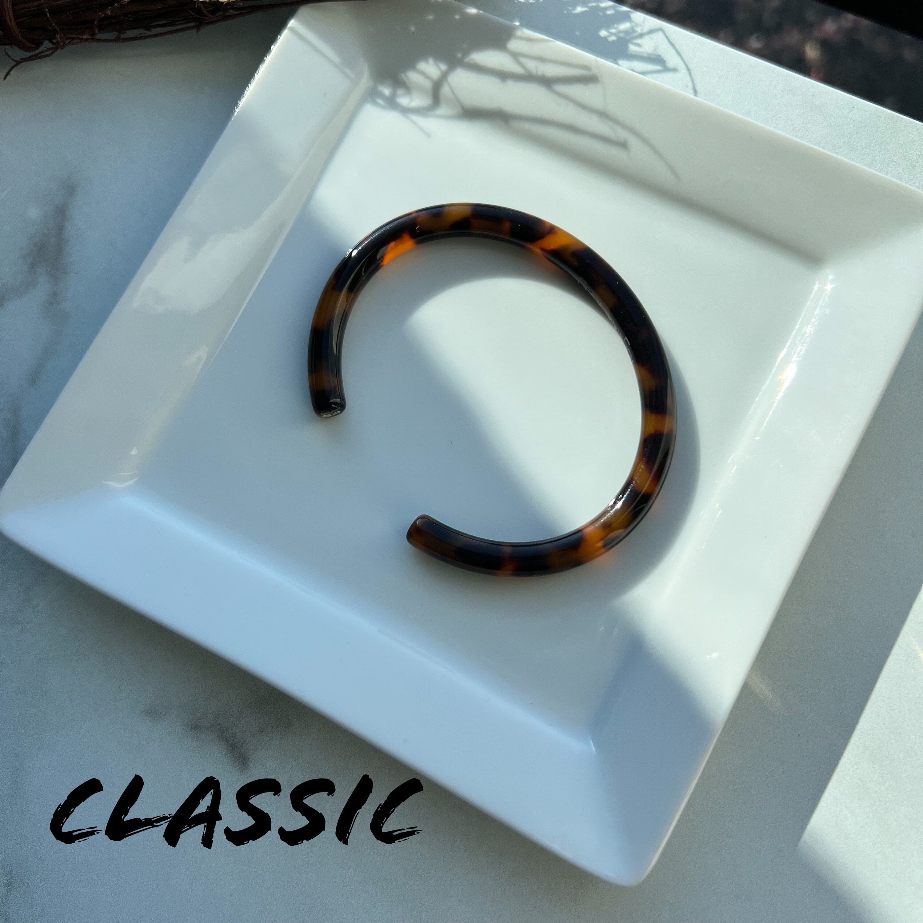 2 Pack - Colorful Acetate Bangle Cuff | Lightweight Resin Bracelet