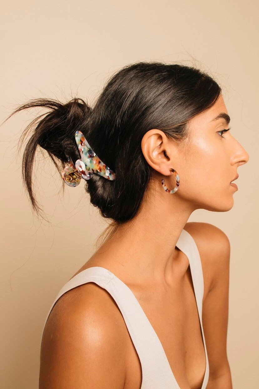 Macaw French Hair Claw | Tropical Parrot Acetate Clip