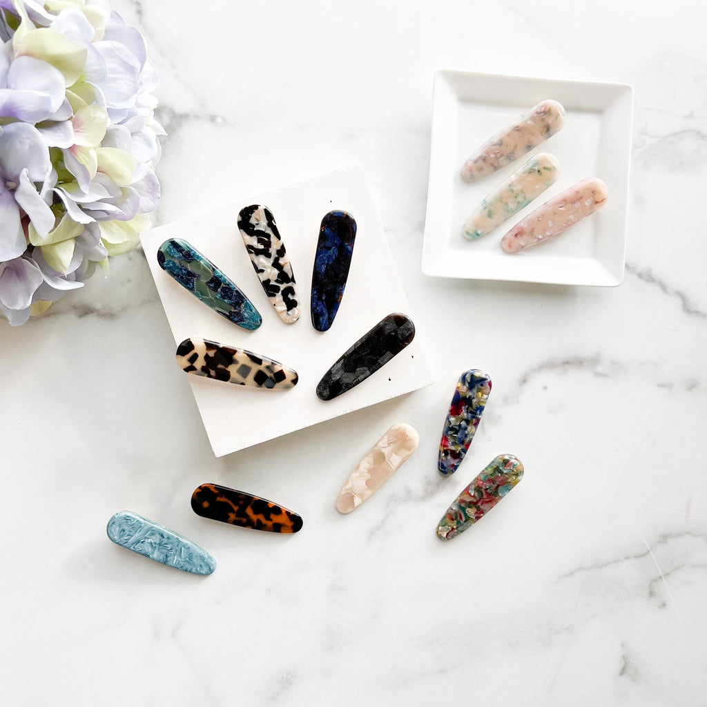 Waterdrop Alligator Hair Clips | 2 Pack Acetate Pearl Shell Tortoise Shell Strong Gold Stainless Steel Clip