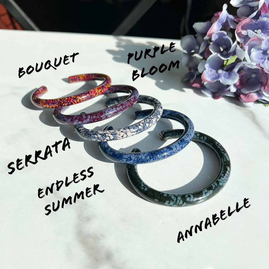 Lush Cuffs in the Hydrangea Collection| Floral Flower Bracelets Bangle Cuff