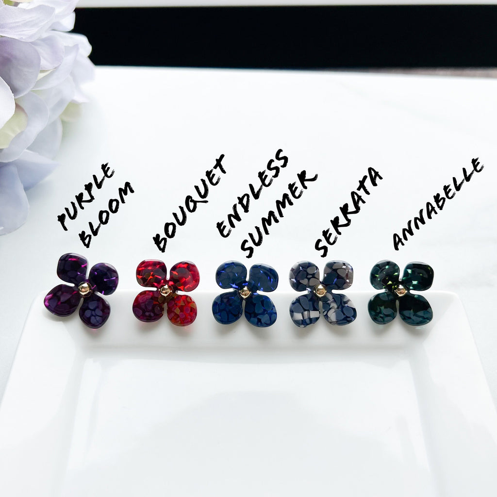 2 pack Hydrangea Flower Studs | Cellulose Acetate Colorful Resin Floral Stud Earrings 14k Posts Nickel Free